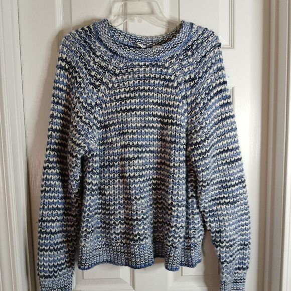 GAP Blue Marl Chunky Wool Blend Knit Sweater Sz MED - Picture 1 of 5